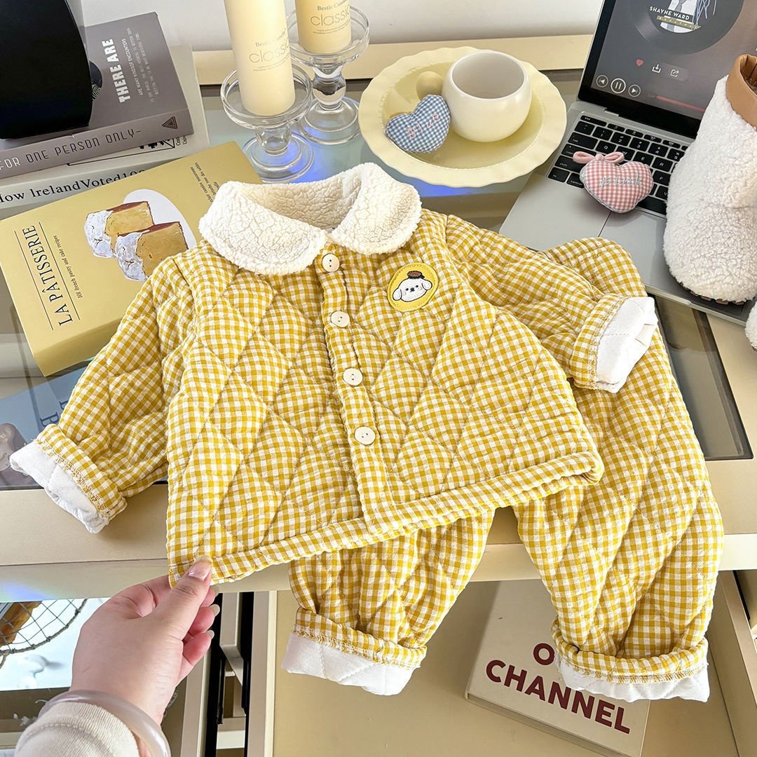 秋冬新款儿童三层夹棉卡通家居服韩版冬款男女童睡衣宝宝保暖套装,淘宝优惠券,粉丝福利购,淘宝优惠卷