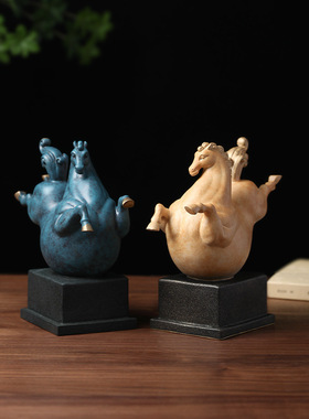 西安文创黄铜唐马摆件飞黄腾达