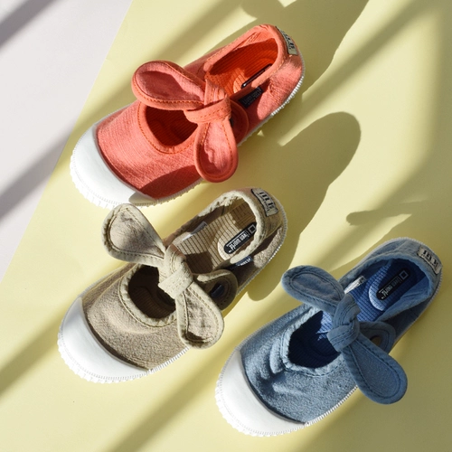 Летние тонкие детские низкие тканевые туфли с бантиком для раннего возраста, в корейском стиле