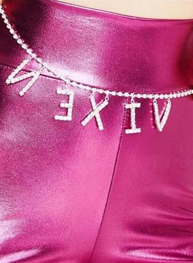 欧美新款水钻腰链夏季蝴蝶爱心字母流苏吊坠身体链性感配饰沙滩链