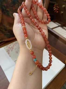 天然南红手链新中式项链搭配高级感珠宝本命年闺蜜礼物国风饰品