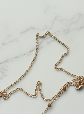 法式外贸优雅个性山谷里的紫色浆果珐琅釉中长毛衣链