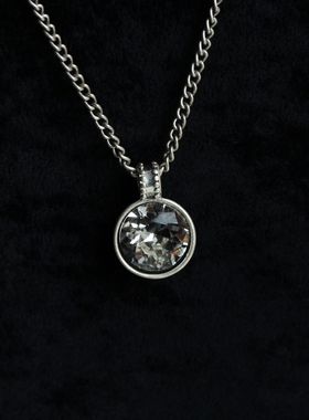 欧美外贸做旧银色个性小众镜花水月中短粗项链