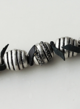 美式独立设计师中性黑色棉线做旧个性小众设计粗中厂毛衣链