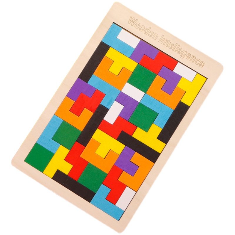 俄罗斯方块拼图儿童宝宝益智幼儿早教七巧板小孩智力木质积木玩具,淘宝优惠券,粉丝福利购,淘宝优惠卷