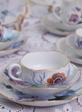 Meissen华纳教授设计墨彩花茶杯