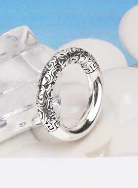 银势925银复古祥云女平安扣吊坠