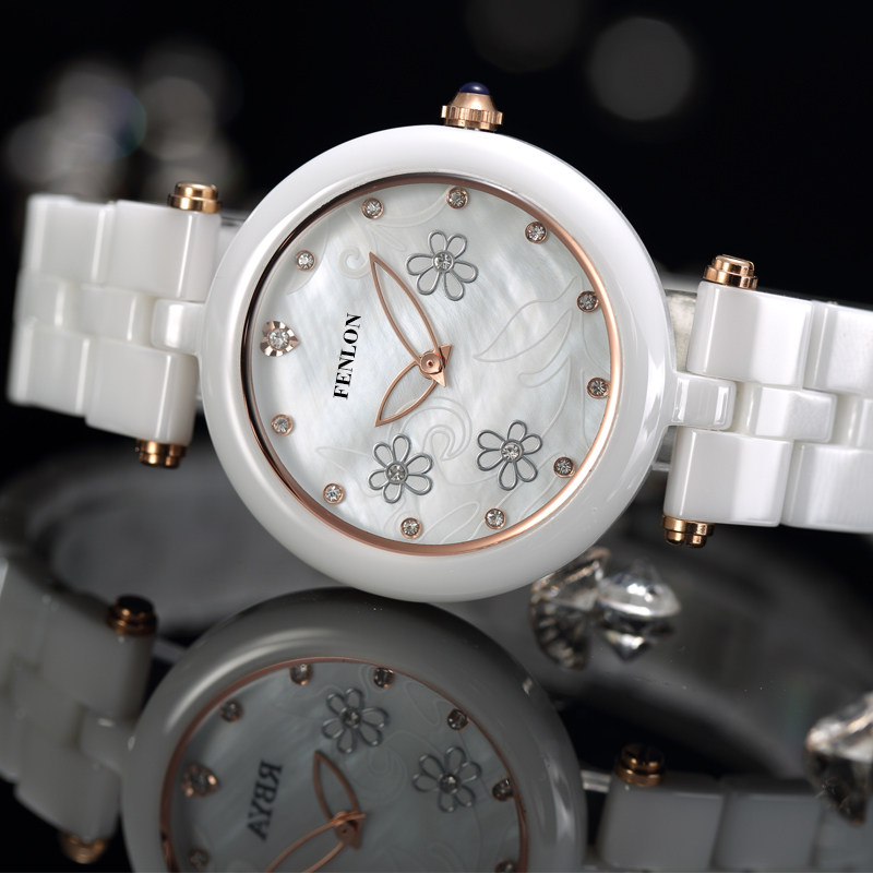 峰浪女士陶瓷超薄防辐射镶钻女表 峰浪国产腕表