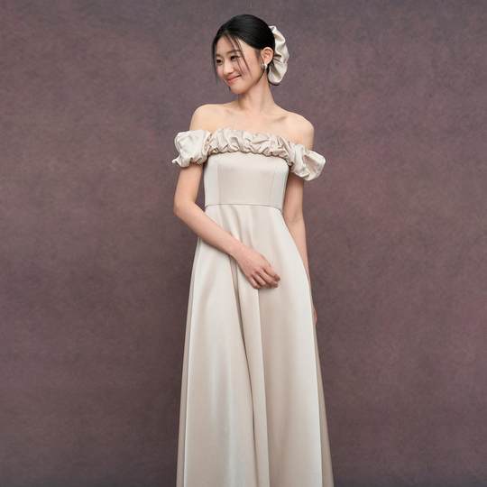 TANSSHOP champagne color bridesmaid dress new style multi-style niche satin long style can be worn in daily life high-end light dress