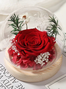 永生花玻璃罩DIY材料七夕情人节圣诞毕业男生闺蜜结婚生日礼物