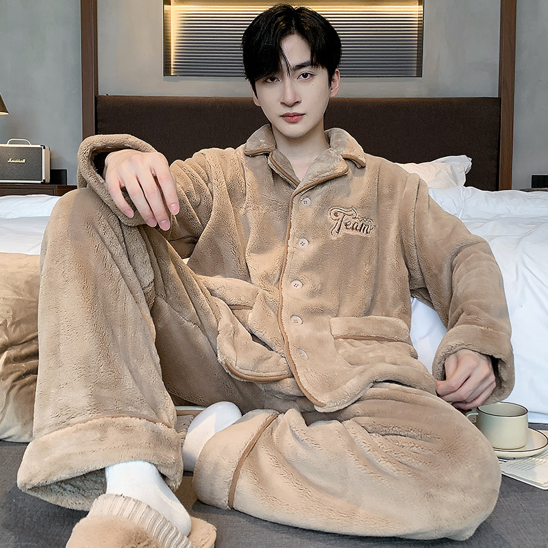 珊瑚绒睡衣男款冬季男士加绒加厚法兰绒爽朗家居服秋冬款2025新款,淘宝优惠券,粉丝福利购,淘宝优惠卷