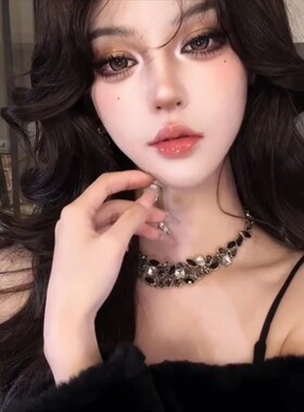 欧美复古宫廷风黑色水晶项链女小众设计感高级轻奢气质锁骨链新款