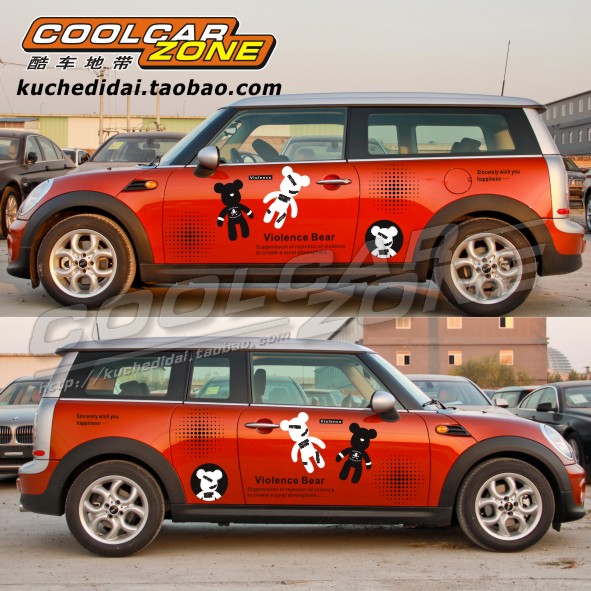 包邮MINI COOPER Clubman COUNTRYMAN改装汽车贴纸卡通暴力熊拉花-图1