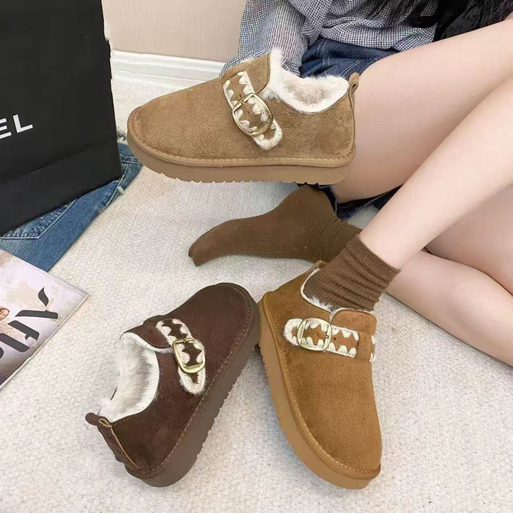 厚底加绒短筒雪地靴女2025冬季新款一脚蹬勃肯毛毛鞋保暖豆豆棉鞋,淘宝优惠券,粉丝福利购,淘宝优惠卷