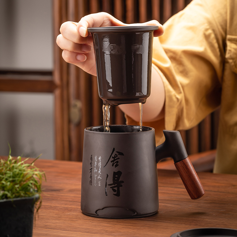 主人杯定制logo百家姓个人专用紫砂茶杯陶瓷茶水分离功夫茶道杯子-图2