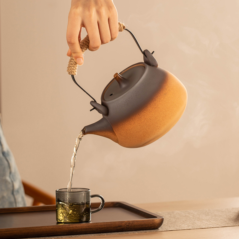 粗陶罐罐茶煮茶器户外家用功夫提梁茶壶陶瓷炭火围炉煮茶炉子单个 - 图2