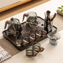 2023 new glass tea set suit Home living room Bubble Teapot Tea Tray Office will guest tea and anti-burn tea cup