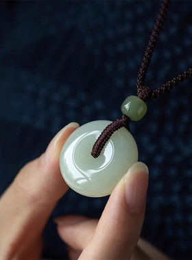 新款时尚天然和田玉平安扣吊坠男女流行玉佩挂件玉石玉坠项链饰品