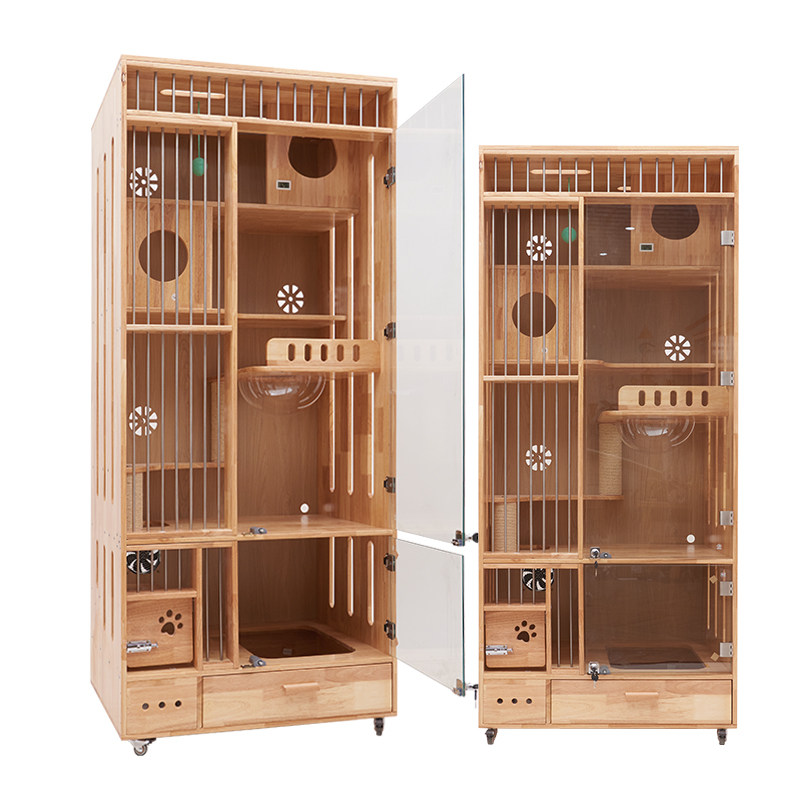 不占地实木猫笼带厕所通风杀菌氛围灯猫别墅家用小户型猫柜猫窝屋,淘宝优惠券,粉丝福利购,淘宝优惠卷