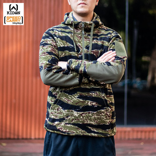 美国KIDON抓绒衣男斯派克SPIKE帽衫SHJ冬季保暖运动套头连帽卫衣 - 图2