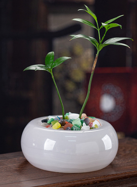 石诚记天然玉石水盂中式书房摆件