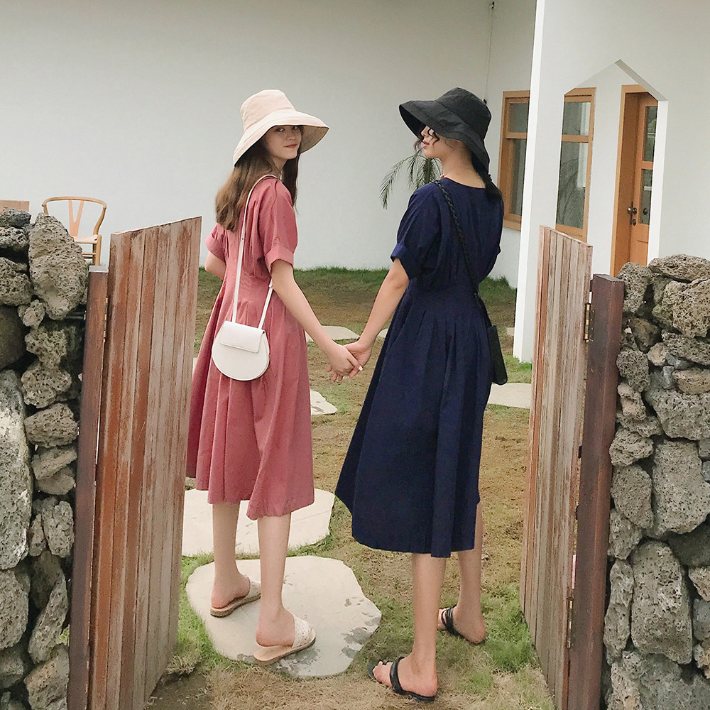 爱蔷薇法国小众桔梗夏大码连衣裙 爱蔷薇女装连衣裙