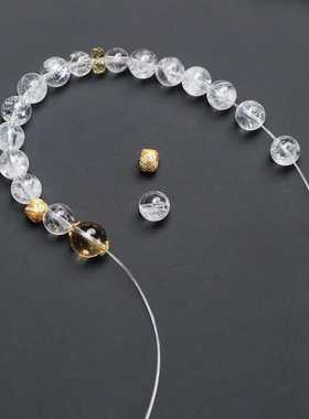 天然白水晶疗愈礼物白阿塞黄水晶手串小众轻奢饰品银金男手链女生