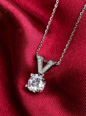 莫桑石镶钻项链日韩风吊坠