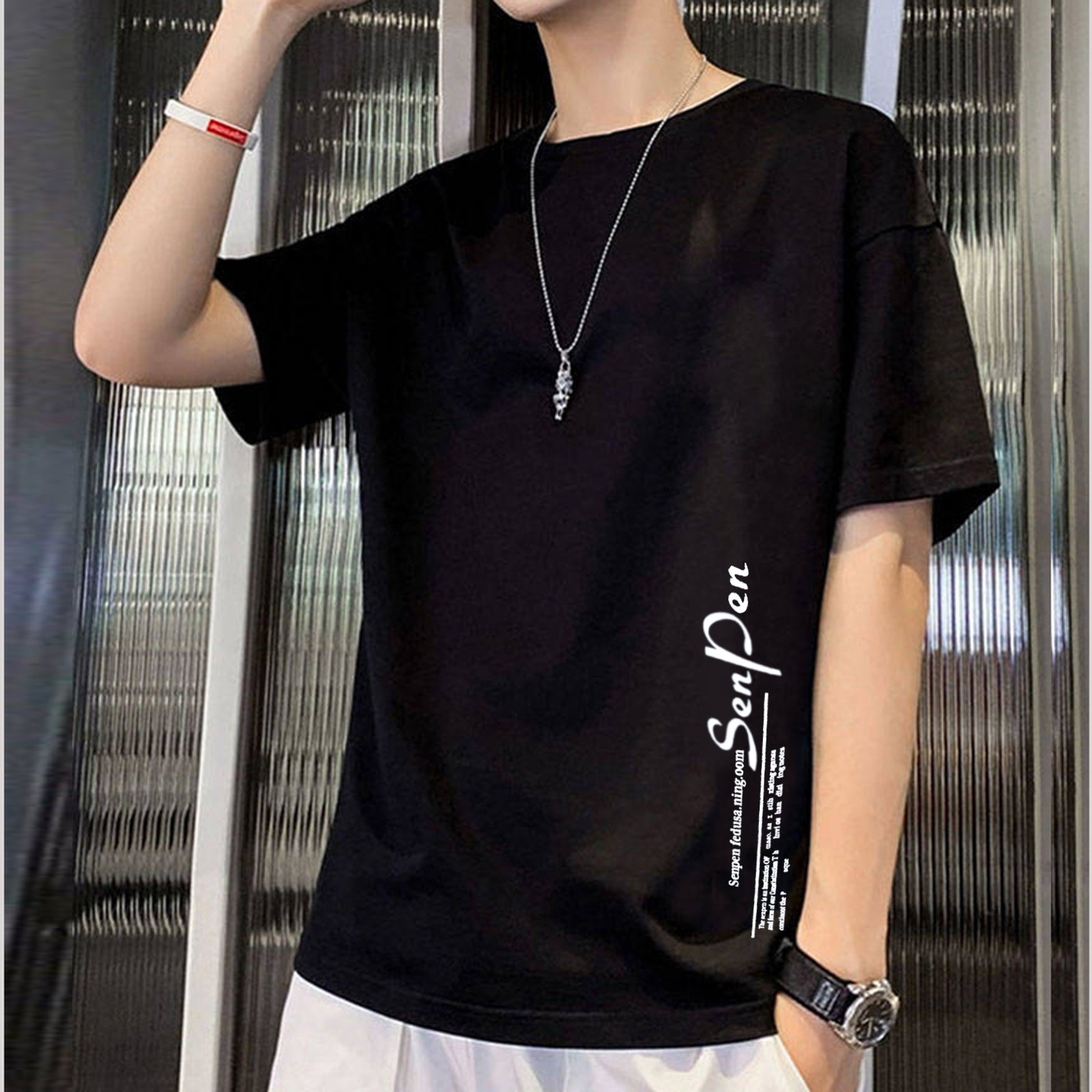 男士短袖t恤2024新款夏季潮流韩版修身打底衫衣服体恤大码青少年