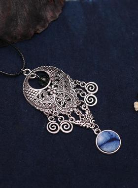 项链扎染毛衣链女民族风