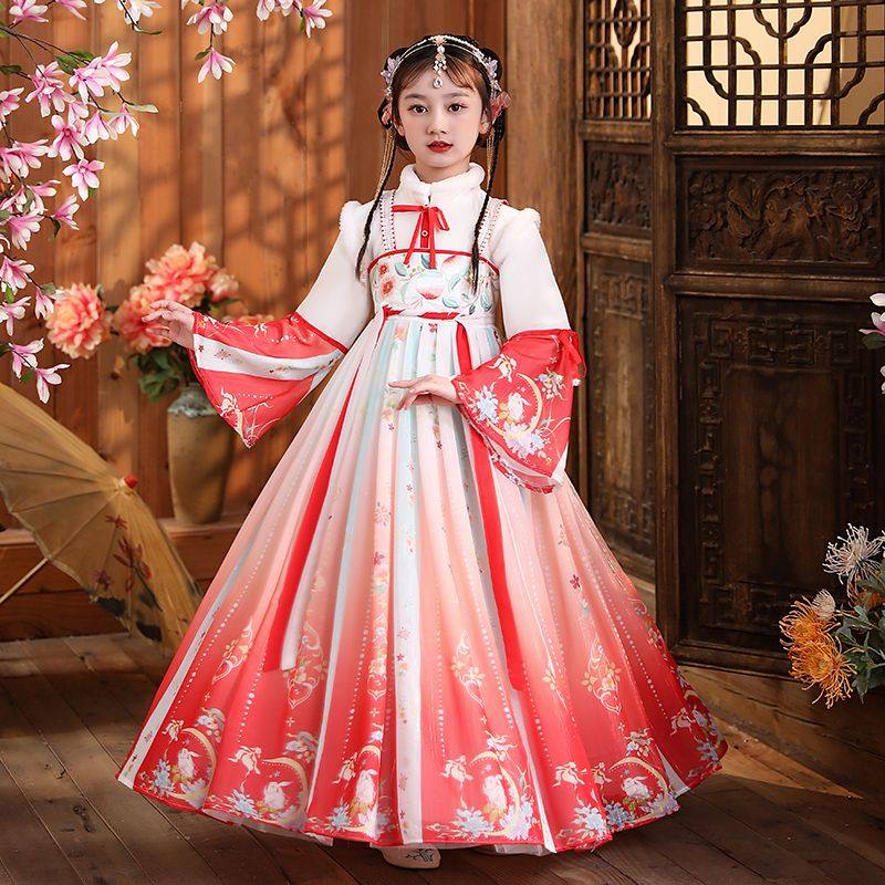 十岁汉服女童秋冬季儿童古装2024新款中国风唐装女孩冬装古风裙子,淘宝优惠券,粉丝福利购,淘宝优惠卷