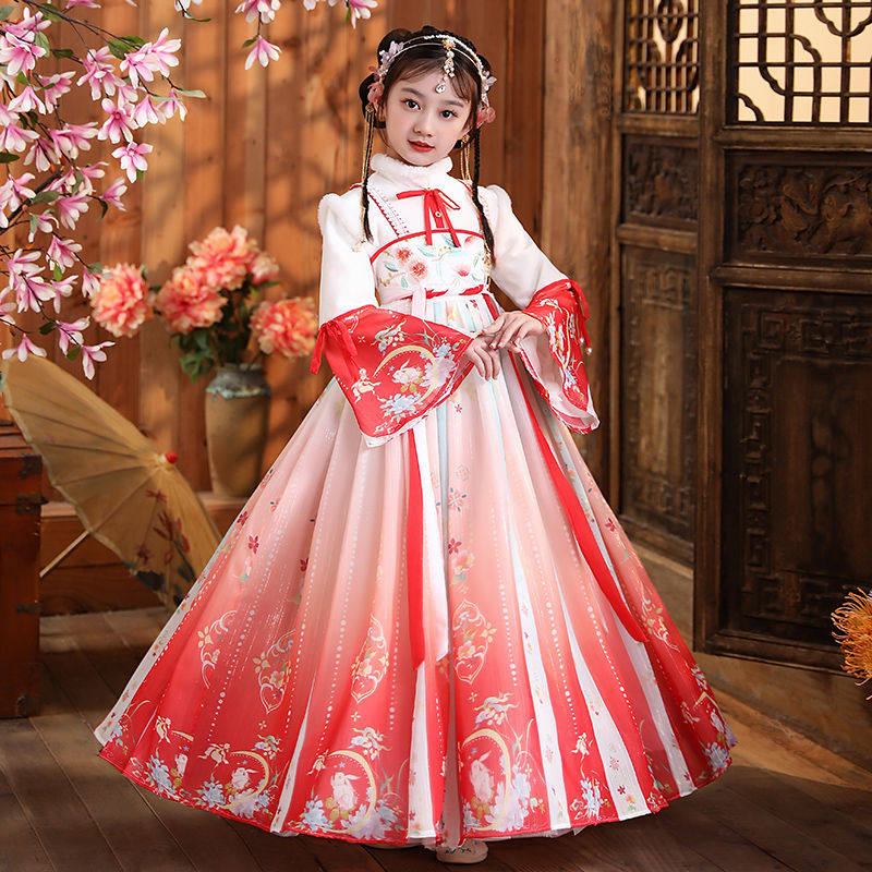 十岁汉服女童秋冬季儿童古装2024新款中国风唐装女孩冬装古风裙子,淘宝优惠券,粉丝福利购,淘宝优惠卷