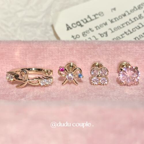 嘟嘟夫妇独特漂亮耳钉医用钛钢耳蜗钉耳骨钉睡觉免摘咖啡金耳扣女 - 图1