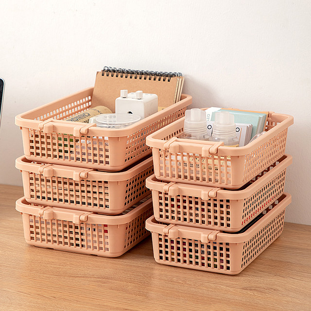 Short storage basket plastic thickened desktop finishing box living room snack storage basket bedside small items storage tool