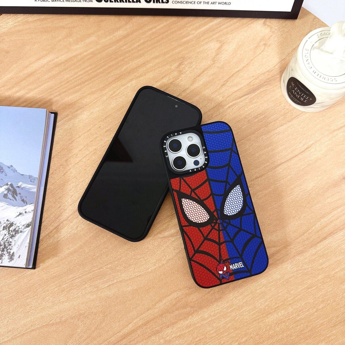 CASE镜面蓝红蜘蛛侠苹果16Pro适用iPhone15ProMax14明星同款13pro网红卡通艺术家联名磁吸手机壳12防摔保护,淘宝优惠券,粉丝福利购,淘宝优惠卷