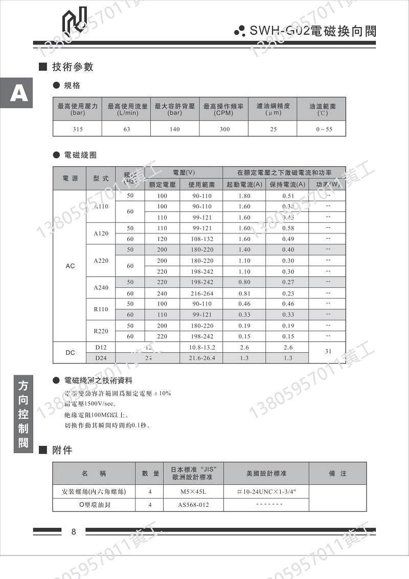 台湾Northman北部精机电磁阀SWH-G02-C4-D24-20/10 A240 A220 C2 - 图3