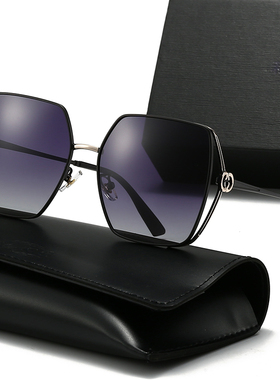 方形红色镂空偏光太阳眼镜女士大框防紫外线街拍网红素颜墨镜新款