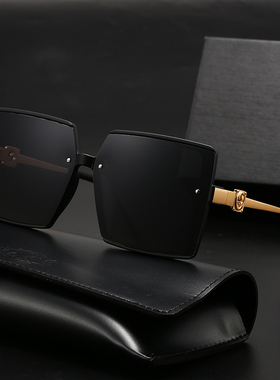 红色大框方形偏光女显瘦太阳眼镜