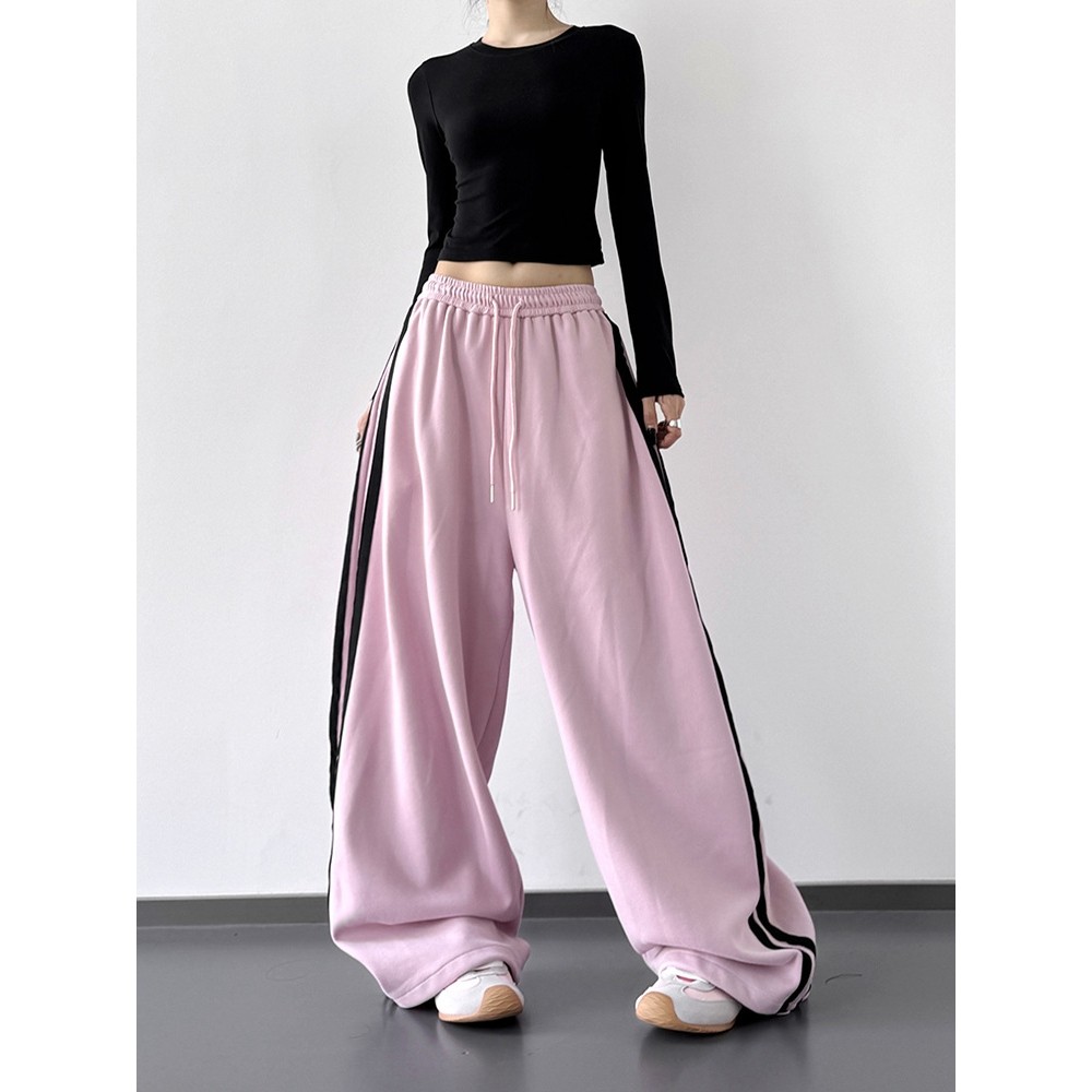 少女系粉色运动裤女2026秋装新款高腰韩系穿搭宽松学生阔腿休闲裤,淘宝优惠券,粉丝福利购,淘宝优惠卷