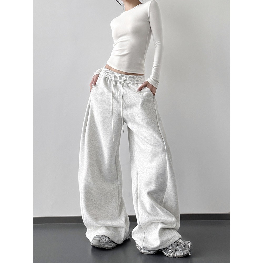 美式运动裤女2026秋季新款宽松显瘦阔腿直筒休闲裤弯刀加长卫裤子,淘宝优惠券,粉丝福利购,淘宝优惠卷