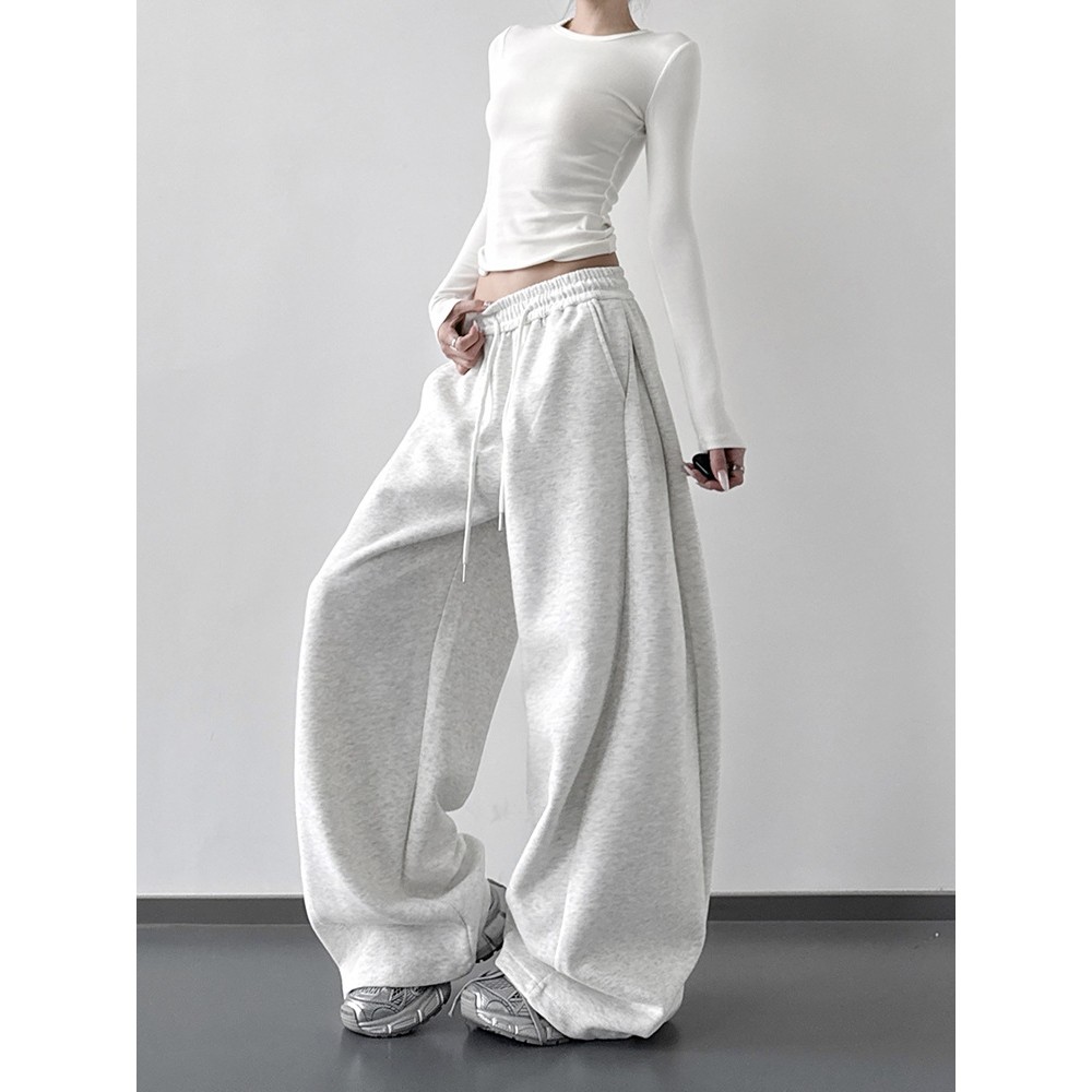 美式运动裤女2026秋季新款宽松显瘦阔腿直筒休闲裤弯刀加长卫裤子,淘宝优惠券,粉丝福利购,淘宝优惠卷