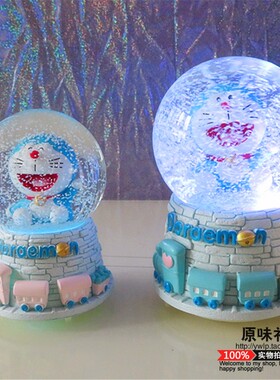 飘雪哆啦A梦音乐盒 发光水晶球叮当猫八音盒送孩子同学儿童节礼品