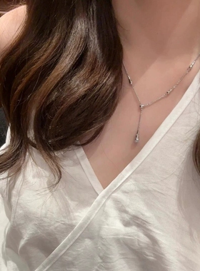 轻奢Y字天鹅颈水滴梨形镶钻项链