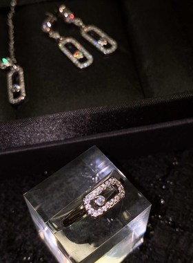 ins满钻别针几何形耳钉气质吊坠