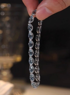 海蓝宝黄钻小冰糖蕾丝花边手链