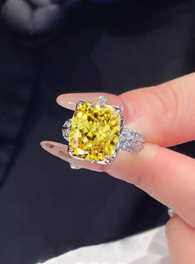2亿同款黄钻粉钻白钻冰花切戒指