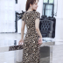 Váy 2019 mùa thu mới của phụ nữ da báo dài đoạn trong đoạn văn dài Một từ váy xòe lớn gợi cảm Slim cover thịt đã mỏng - váy đầm đầm hở lưng váy đầm