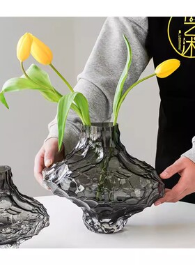北欧简约玻璃客厅书房摆件花瓶