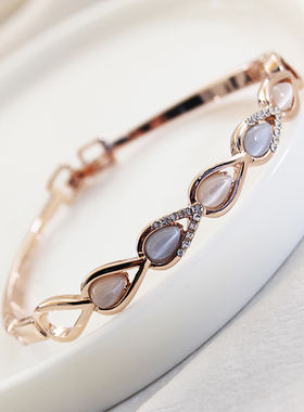 威妮华甜美女合金猫眼石手镯