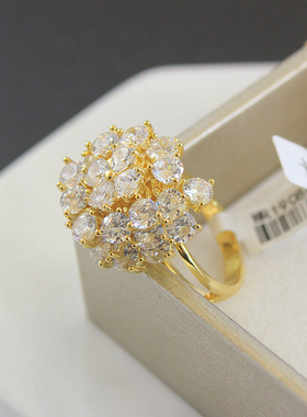 高级感水晶食指夸张戒指女民族风镀金网红开口现货上班族合金饰品